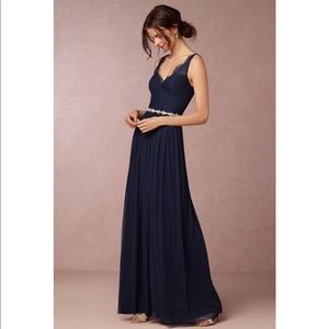 BHLDN Fleur navy tulle maxi dress